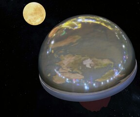 illustration of flat planet earth with dome 3d rendering  © Love Employee