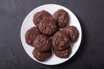 Group of homemade american chocolate cookies