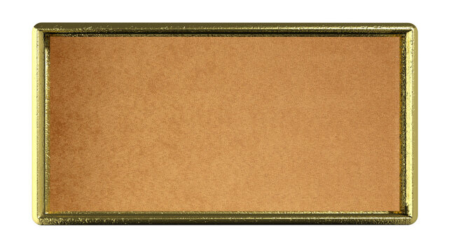 Golden photo frame empty isolated on white transparent background, PNG