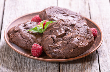Group of homemade american chocolate cookies