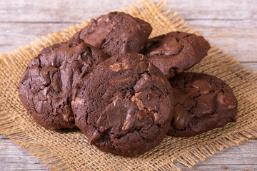 Group of homemade american chocolate cookies