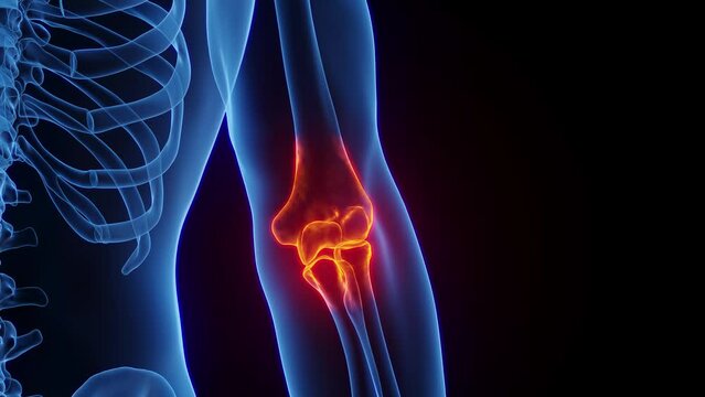 Animation of inflamed left elbow joint