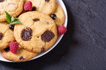 Group of homemade american chocolate cookies