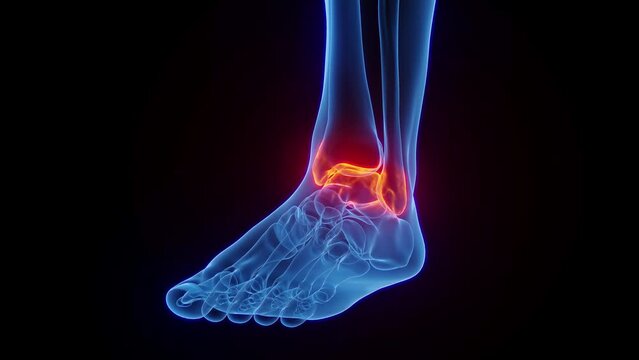 Animation of inflammation of the bones of the left ankle