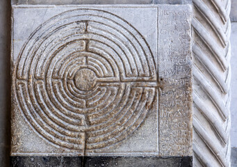 Labyrinth of the Cathedral of San Martino in Lucca, Tuscany, Italy