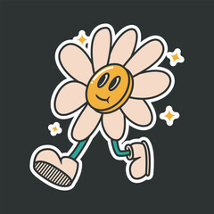 flowers retro vintage cartoon character