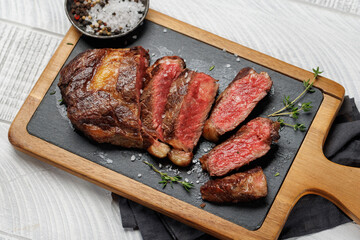 Sliced beef ribeye steak