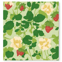 seamless background with flowers and strawberry