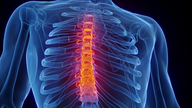 Animation of a man's inflamed thoracic spine