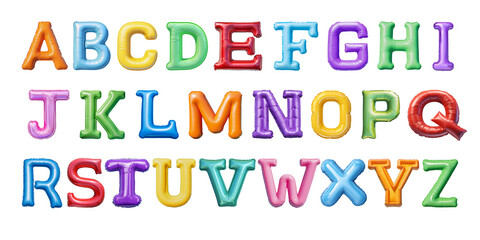 Colorful Air Mattress Alphabet. Realistic isolated illustration on white background. Summer in the pool font.