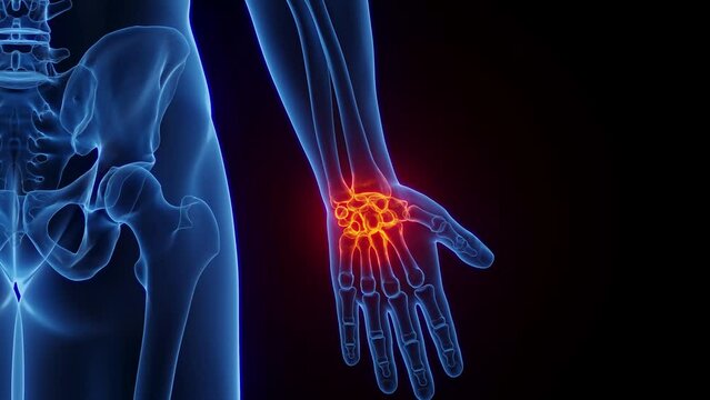 Animation of a man's inflamed left wrist