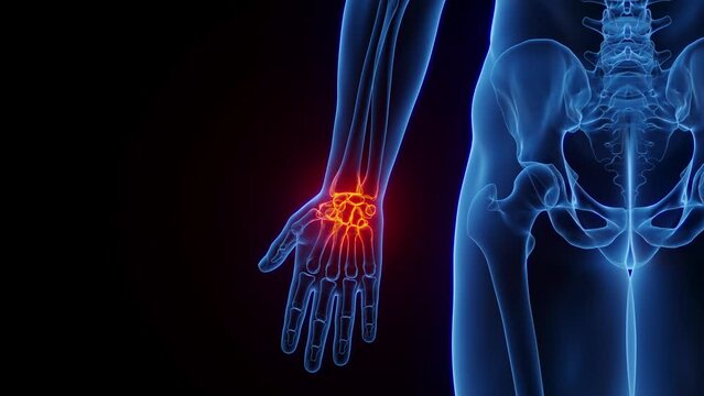 Animation of a man's inflamed right wrist