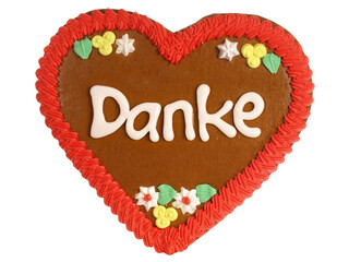 Lebkuchenherz; Danke sagen - Schrift Transparent PNG Background