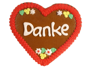 Lebkuchenherz; Danke sagen - Schrift Transparent PNG Background