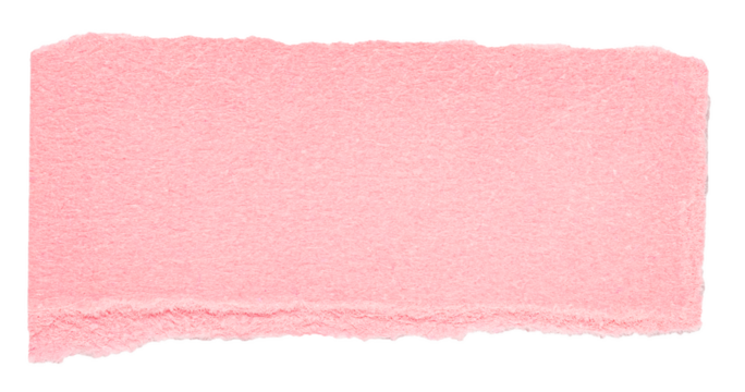 Single piece of isolated ripped crumpled blank pink paper with copy space for text on white or transparent background
