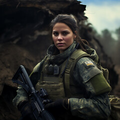 Professional Soldier Woman. Duty and Honor - Defend the Motherland.
