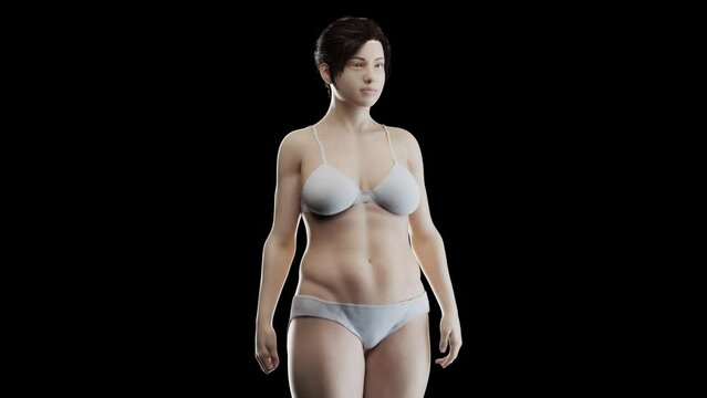 Animation of a woman's transition to a fitter body