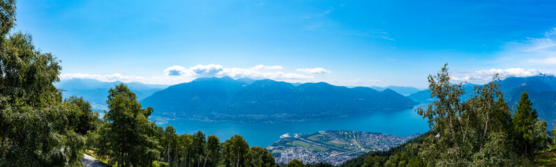 Aerial view of Locarno and Lago Maggiore in Switzerland