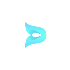 Letter D With Blue Aqua Color. D Icon