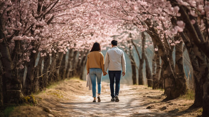 Fototapeta premium couple walking on path