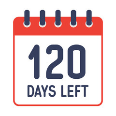 120 days left icon,countdown daily page calendar template vector illustration.