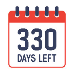 330 days left icon,countdown daily page calendar template vector illustration.