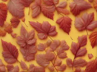 Fototapeta na wymiar Autumn floral background red yellow leaves volumetric