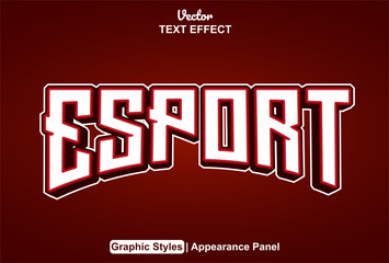 esport text effect with red graphic style and editable.
