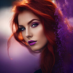 red hair with purple makeup