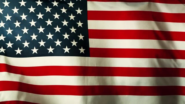 Super Slow Motion of Waving Flag of USA Isolated on Black Background, close-up. Filmed on High Speed Cinema Camera, 500fps.