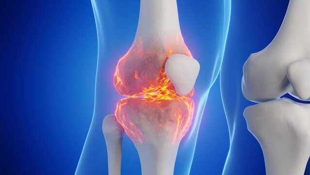 Animation of the bones of a man's knee joint