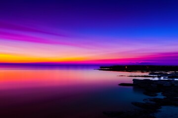 Fototapeta na wymiar sunset light across a lake in the evening.