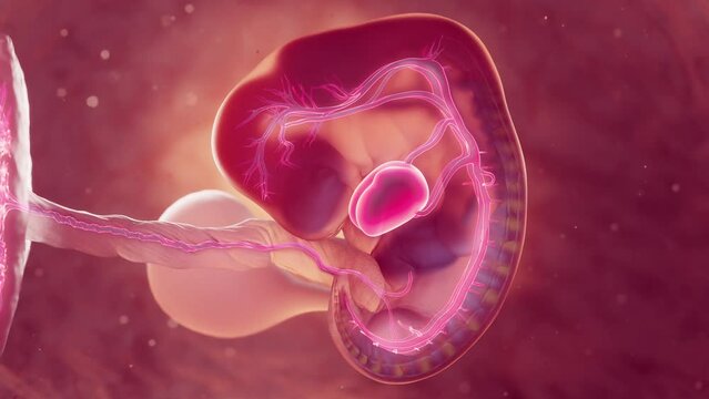 Animation of an embryo's cardiovascular system at 6 weeks