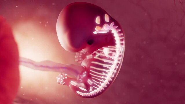 Animation of the bones of an 8 week old embryo