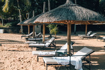 lounge chairs on the beach Mauritius