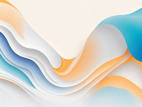 set of abstract wave, illustration, twisted curve of blue, orrange, white layer cascade. Generative AI