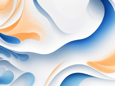 set of abstract wave, illustration, twisted curve of blue, orrange, white layer cascade. Generative AI