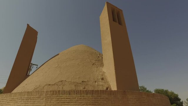 Wind towers used as a cooling for water reservoir Meybod Iran
