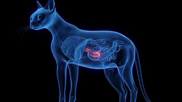 Animation of the pancreas of a cat