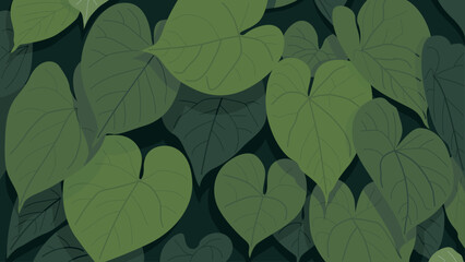 Vector foliage background, large veined leaves