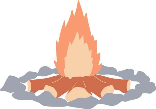 Camping bonfire icon. Flat illustration of camping bonfire icon for web design