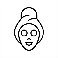 face mask sheet, skin care icon, beauty skin, woman's face linear sign, vector illustration on white background