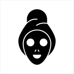 face mask sheet, skin care icon, beauty skin, woman's face linear sign, vector illustration on white background
