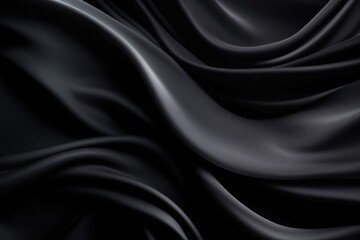 Waving Black Silk Fabric Background