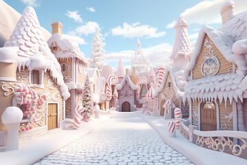 Magic winter town. Ai generated image - 630271996