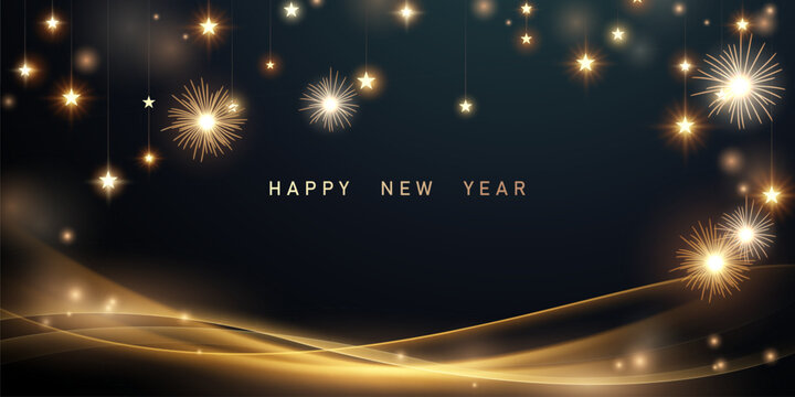 happy new year 2024 with golden 3d typography design template 2024 new year celebration concept for greeting card Badges and post templates