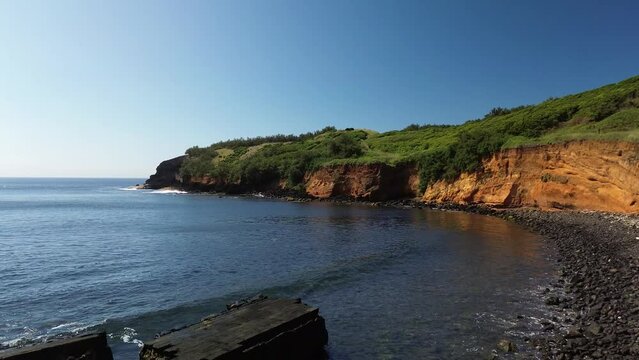 Linha de costa da Ilha Terceira na ba&iacute;a da Mina ou das Contendas 