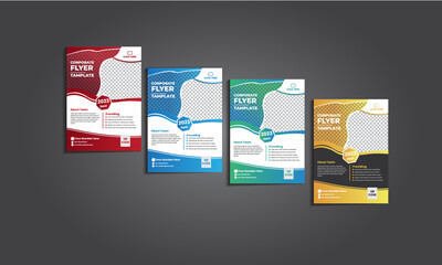 Corporate flyer bundle four in one. Best qualities & colors with abstract shapes. business advert.