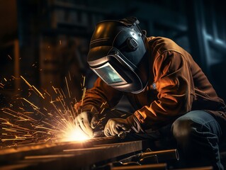 welder welding steel