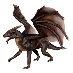 3D Rendering Fairy Tale Dragon on White